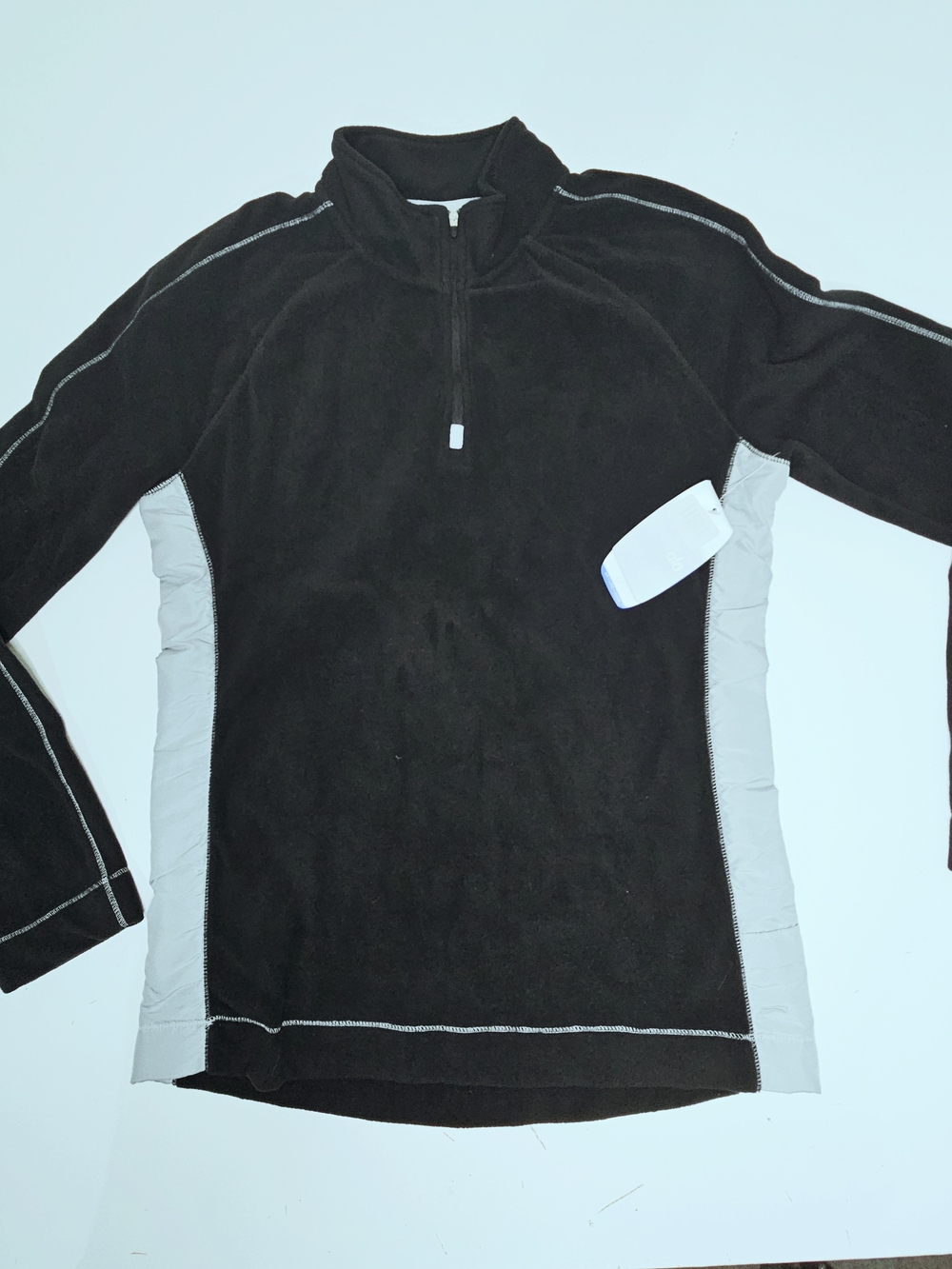 Alo Yoga Air Land Ocean 1/4 Zip Fleece Pullover Black Gray Women's XL NWT